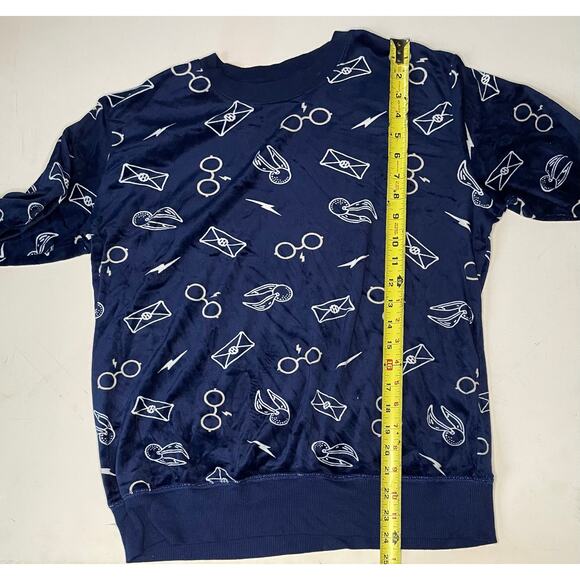 Harry Potter Wizarding World Velour Sweatshirt Sm Blue Glasses Letters Lightning - Picture 6 of 10